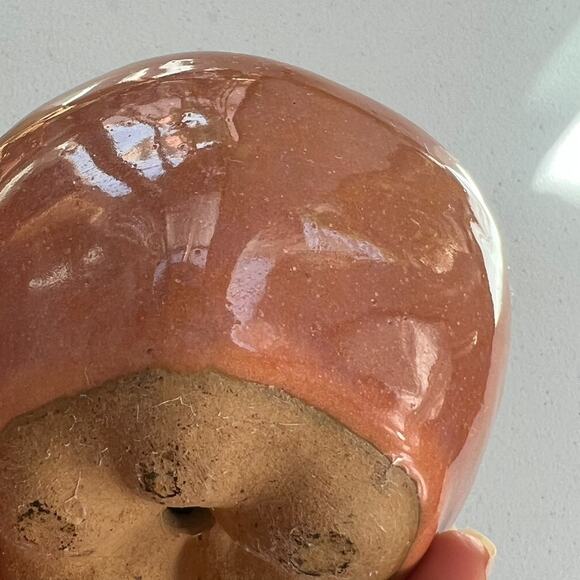 Studio Art Pottery Red Apple Paperweight Glossy Finish Pottery Art Handmade - Picture 12 of 14